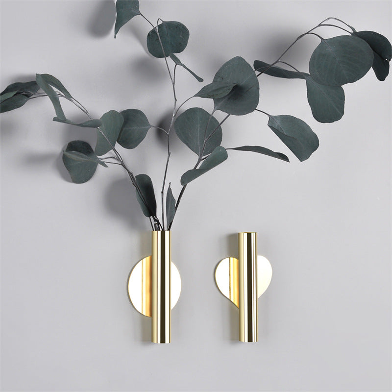 Punch-Free Gold Wall Vase for Living Room Decor