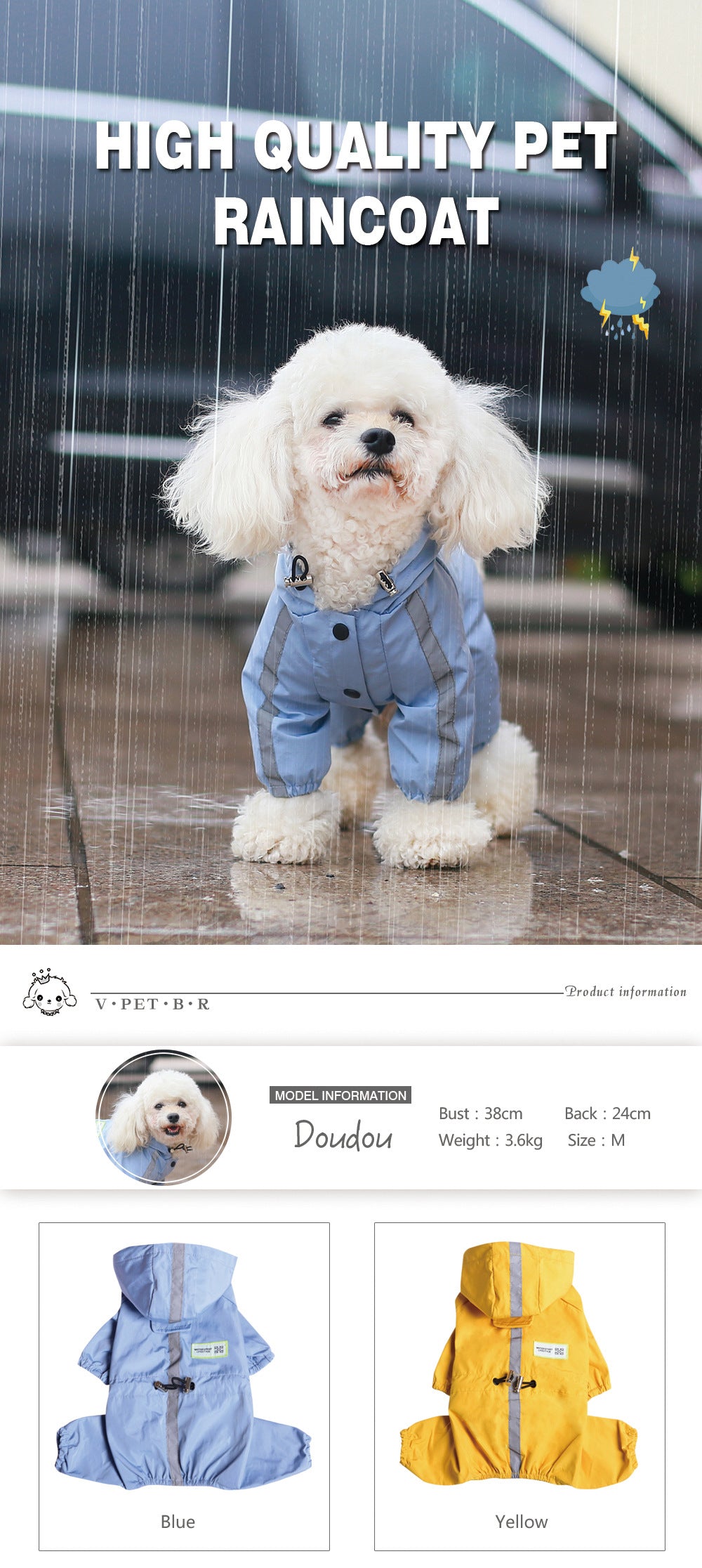 Dog Raincoat | Full-Body Waterproof Rainy Walks for Dogs