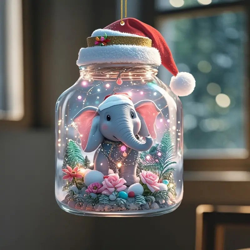 Christmas Elephant Ornament for Car, Tree & Home Decor
