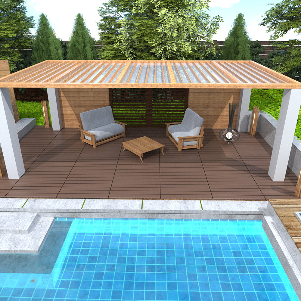 Interlocking Outdoor Deck Tiles: Snap-Together Wood Look