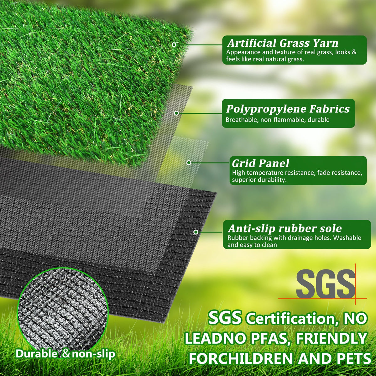Artificial Grass Runway Blanket 2x10 ft, Realistic Turf