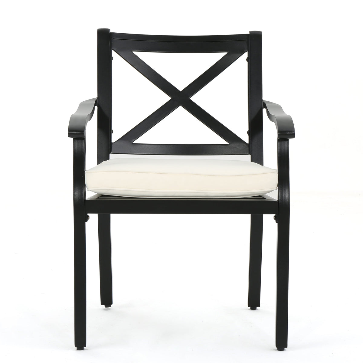 Outdoor Dining Chairs Set of 2 with Cream Cushions