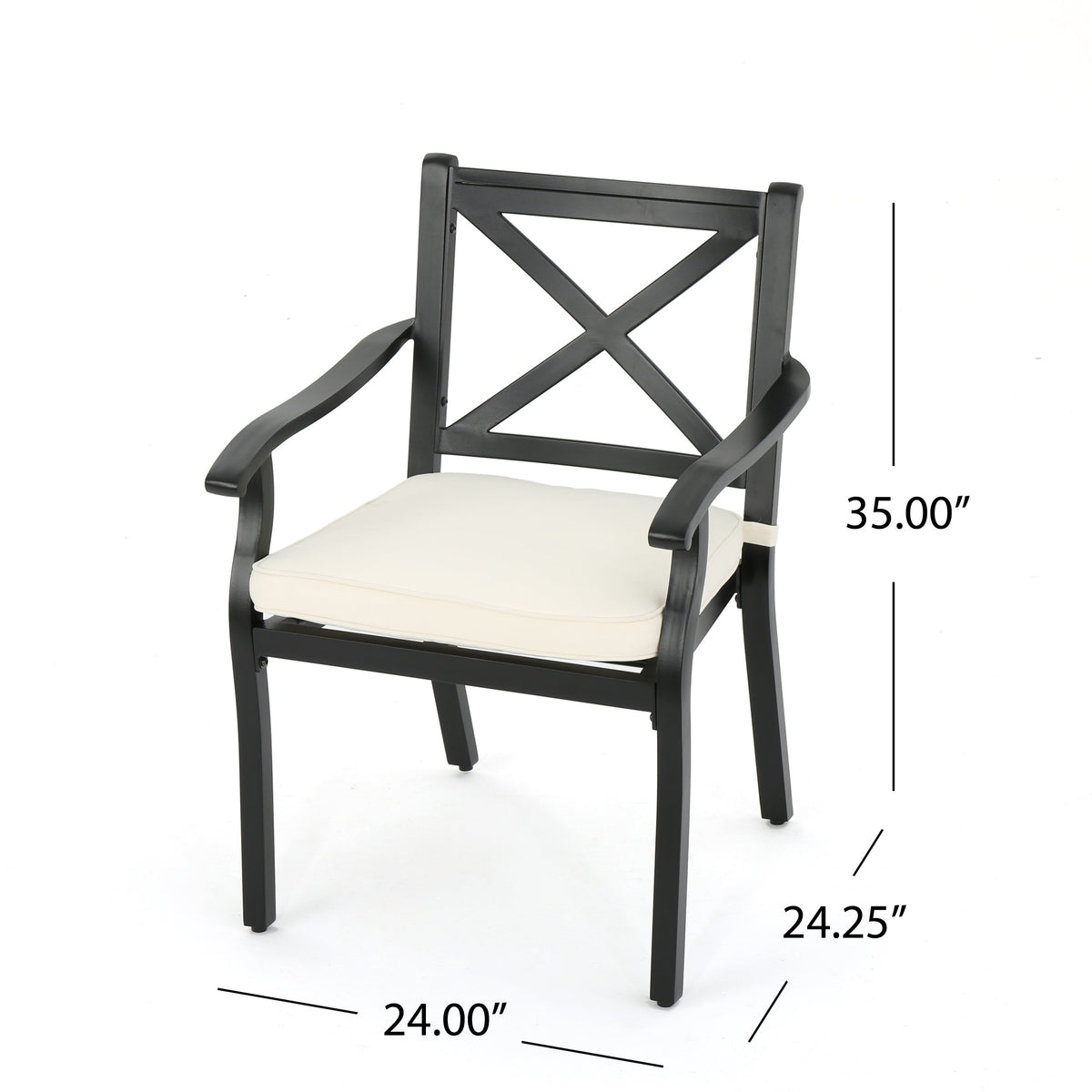Outdoor Dining Chairs Set of 2 with Cream Cushions
