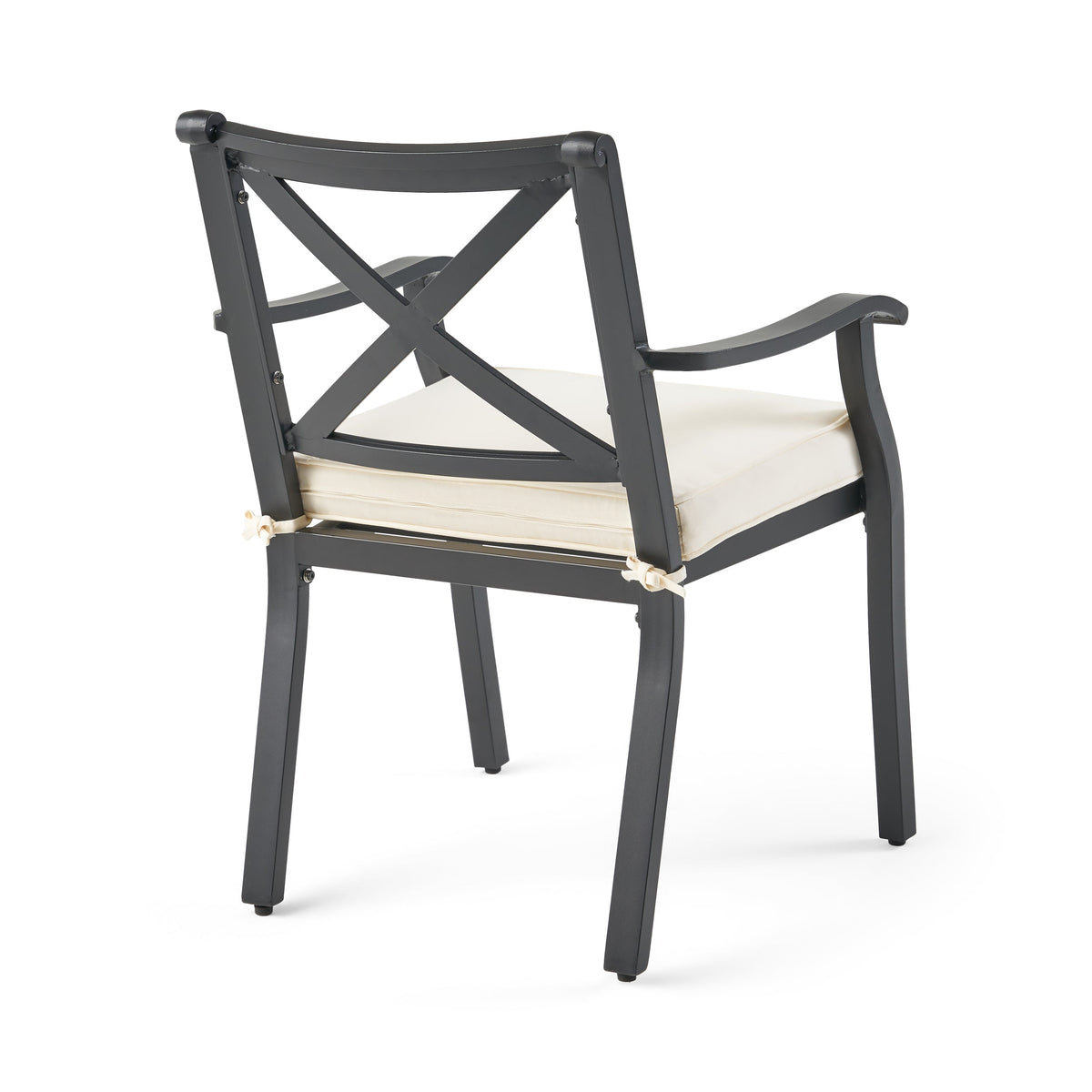 Outdoor Dining Chairs Set of 2 with Cream Cushions