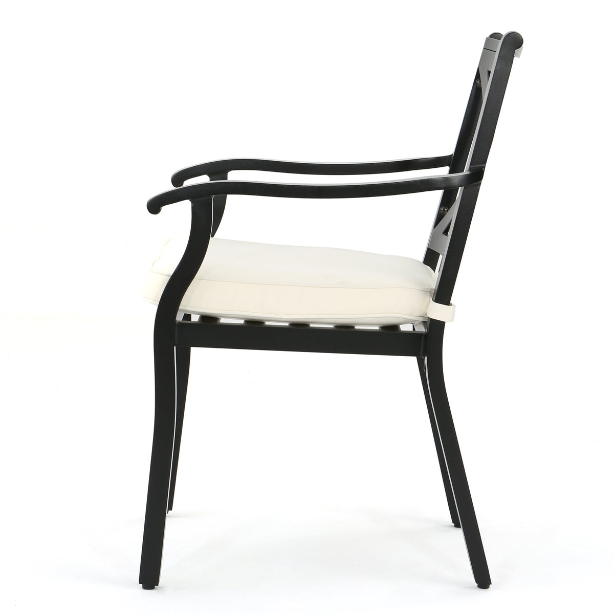 Outdoor Dining Chairs Set of 2 with Cream Cushions