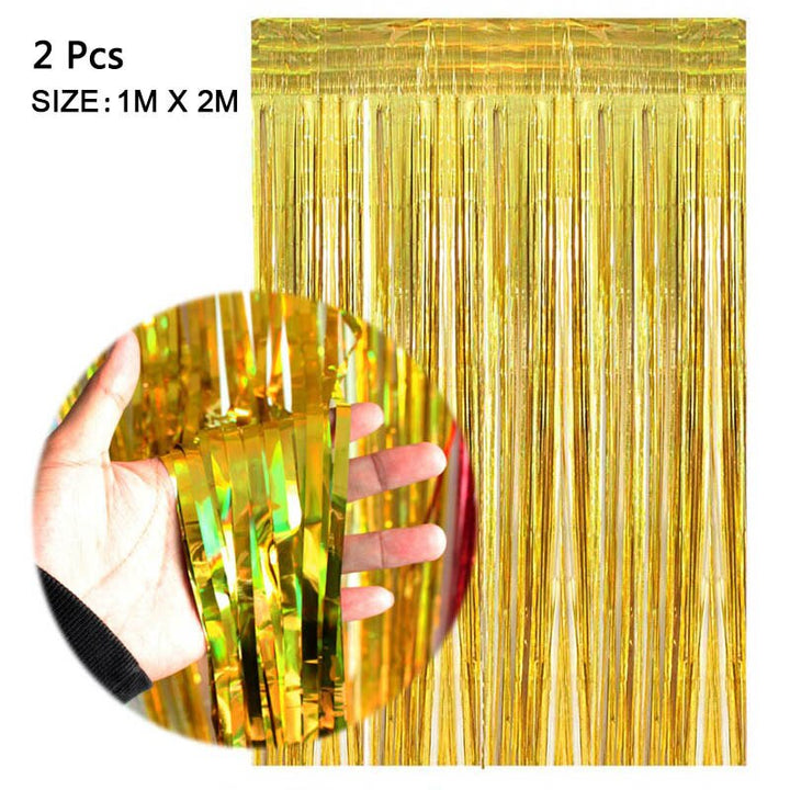Gold Tinsel Fringe Curtains for Sparkling Party Backdrops