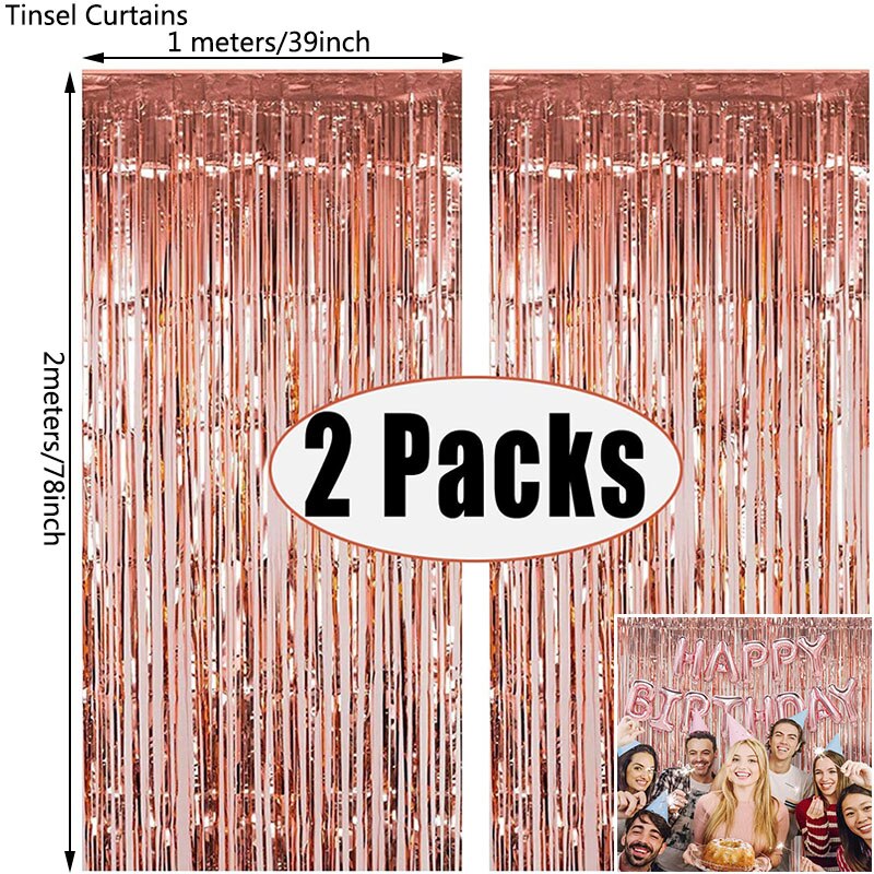 Gold Tinsel Fringe Curtains for Sparkling Party Backdrops