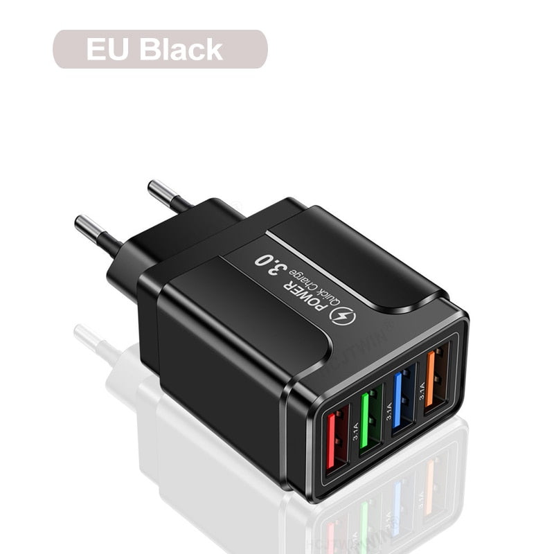 4 Port USB Wall Charger 3.1A Quick Charge 3.0 EU