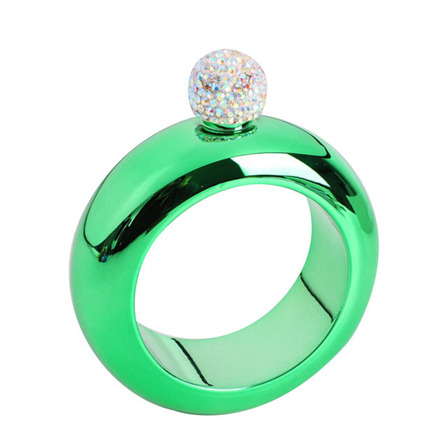 Bangle Bracelet Hip Flask: 3.5 oz Stainless Steel Wearable