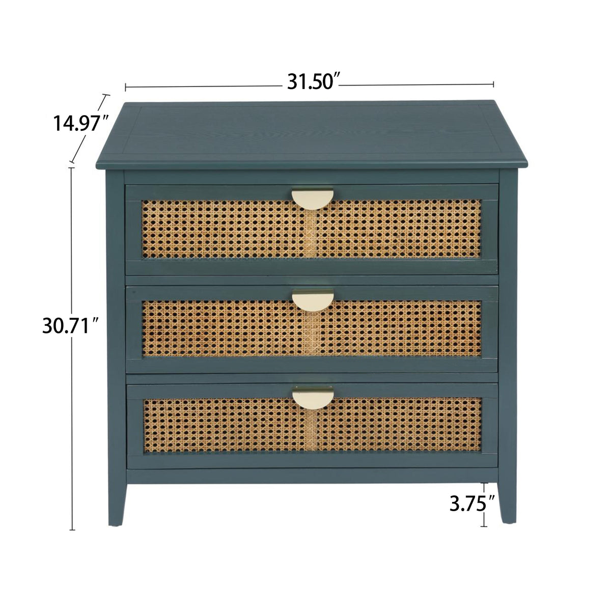 3 Drawer Rattan Storage Cabinet for Bedroom & Living Room