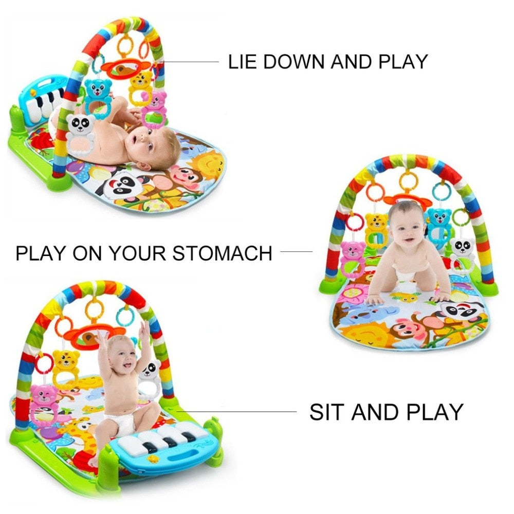 3-in-1 Baby Play Mat with Foot Piano for Tummy Time