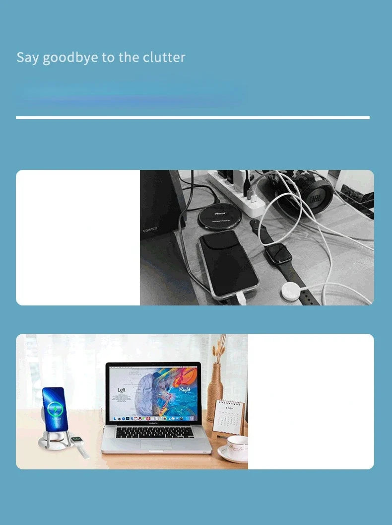 Desk Wireless Charging Stand for iPhone and Apple Watch
