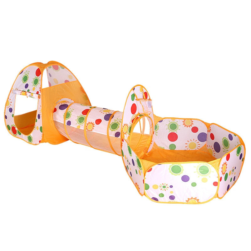3-in-1 Kids Tent with Tunnel and Ball Pit Playhouse