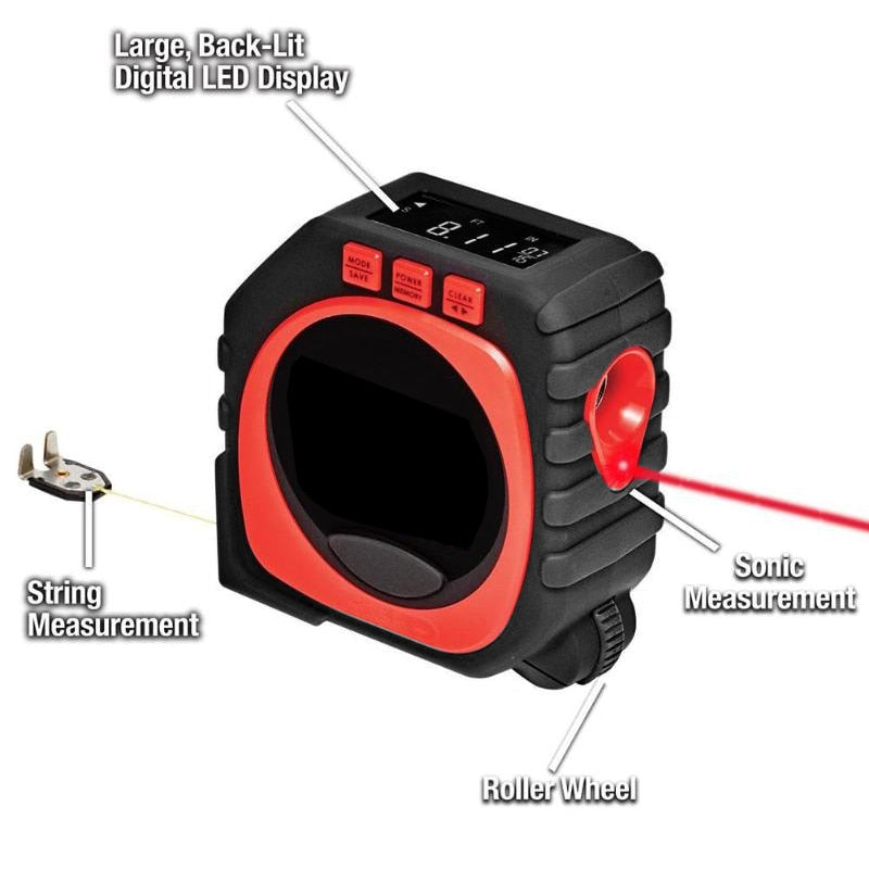 3-in-1 Digital Laser Measuring Tape With String Mode