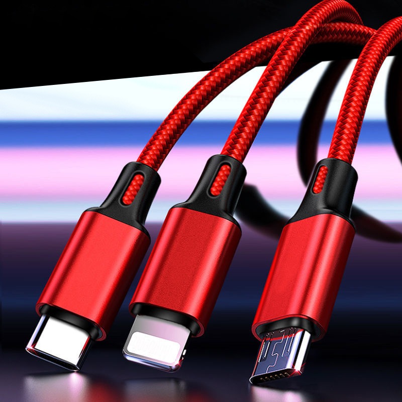 3-in-1 Charging Cable for iPhone, USB-C & Micro-USB