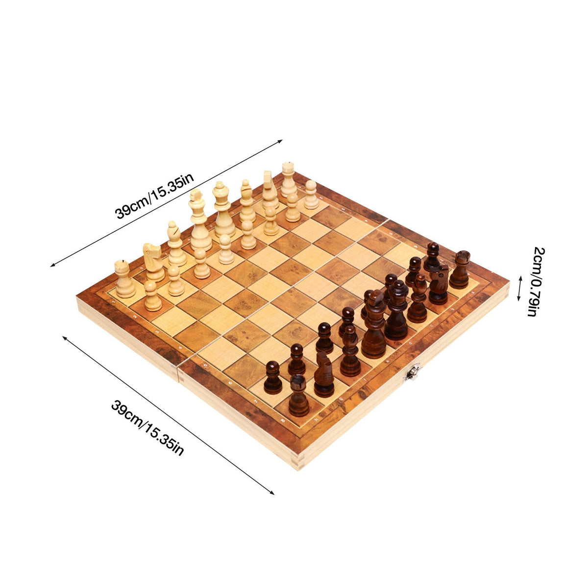 3-in-1 Portable Wooden Board Game Set for Family Travel