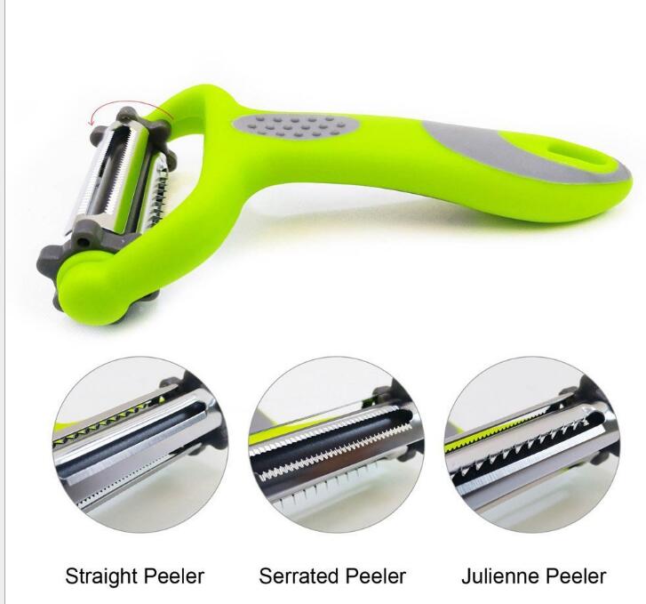 3-in-1 Rotary Vegetable Peeler: Peel, Shred and Grate