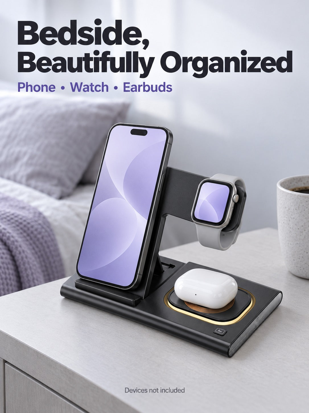 3-in-1 Wireless Charger Stand for Phone, Watch, Earbuds