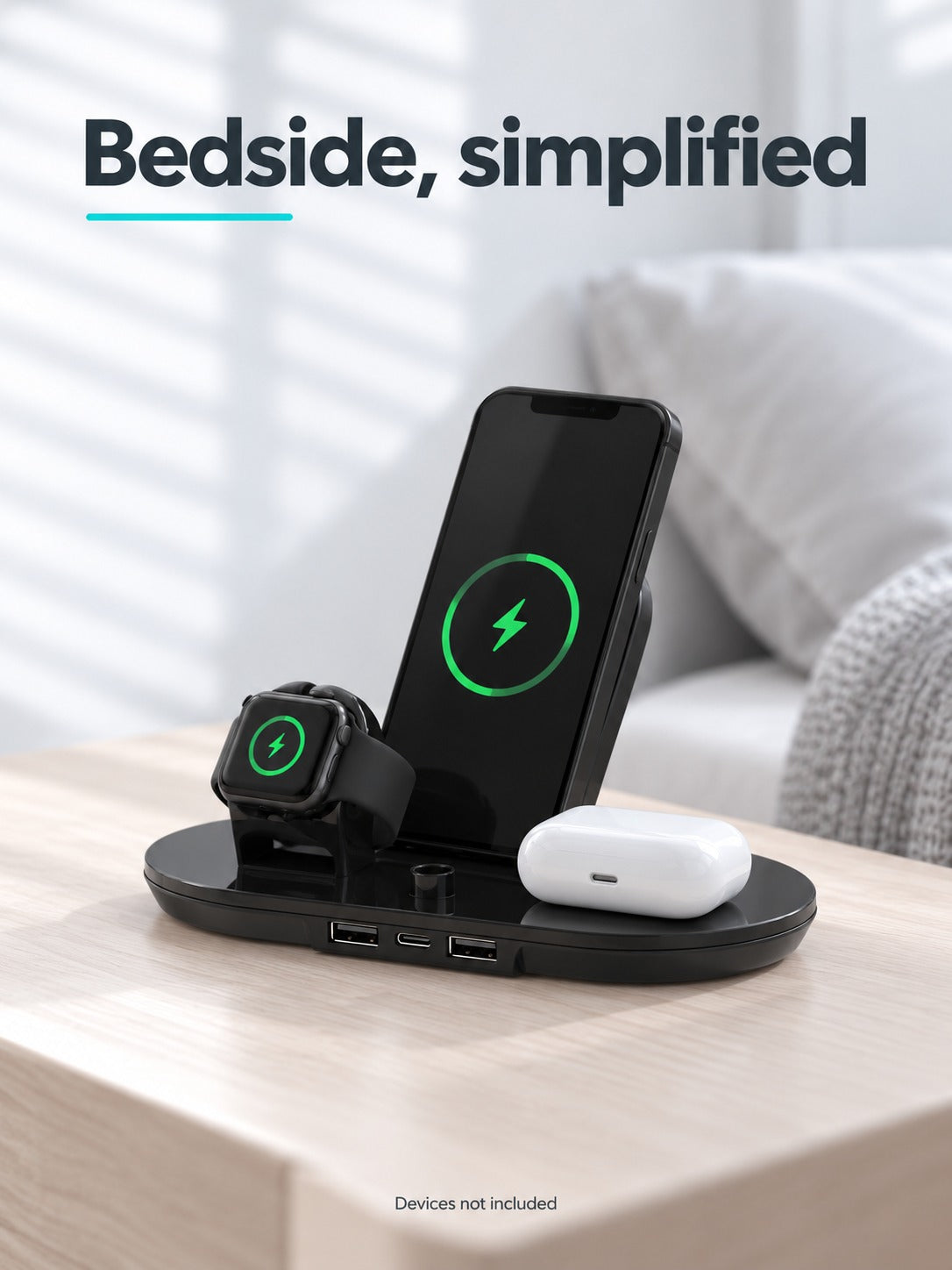 3-in-1 Wireless Charger Stand for Phone, Watch, AirPods