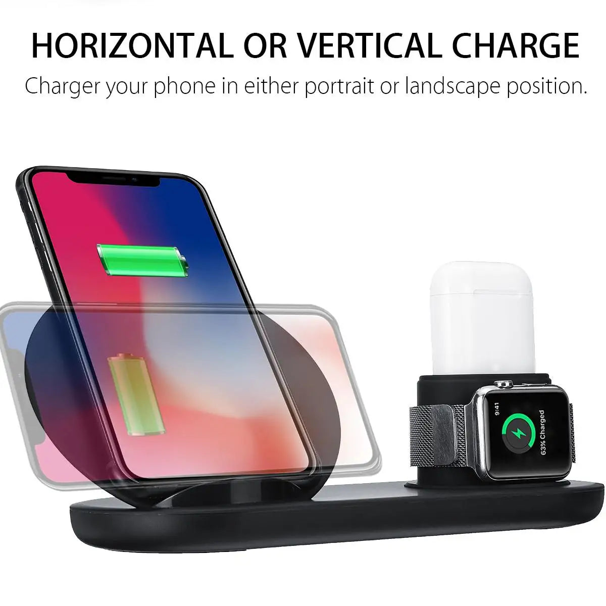 Wireless Charger Dock for iPhone, Watch & AirPods