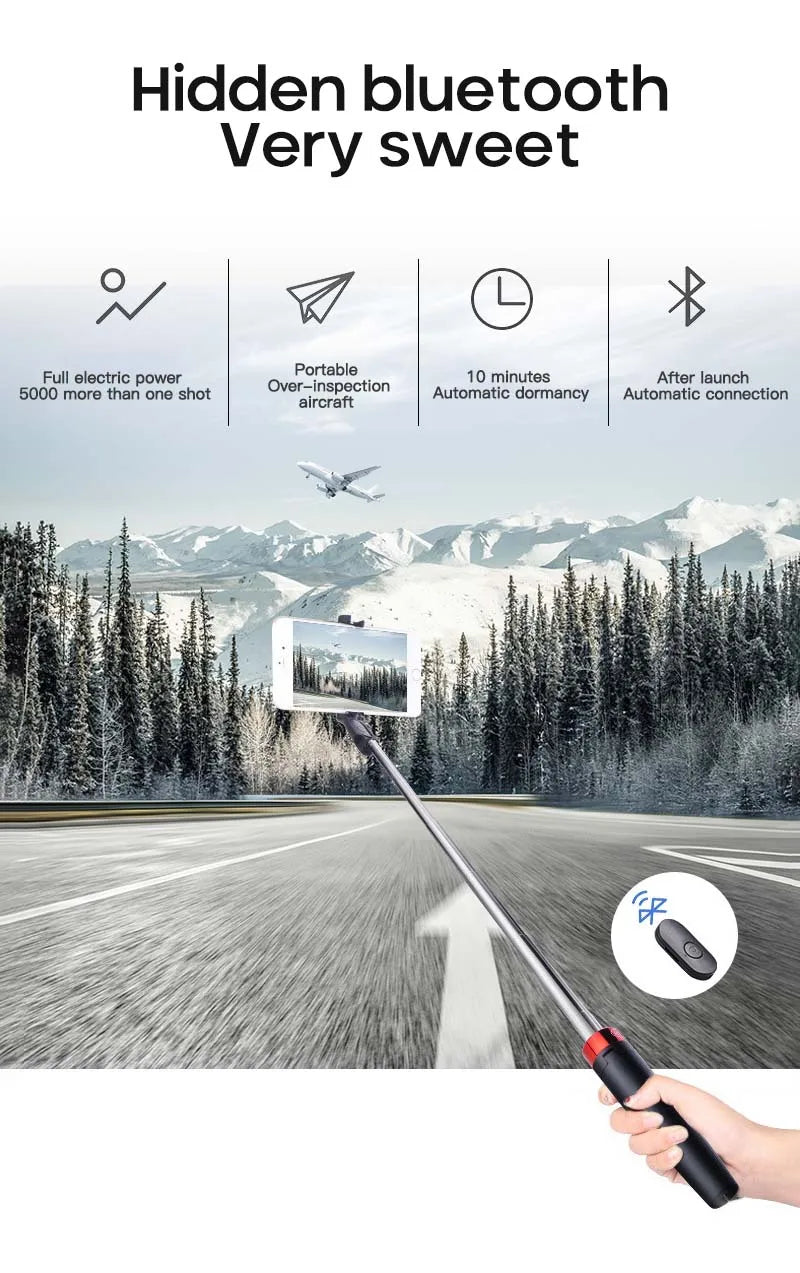 Bluetooth Selfie Stick Tripod: 3-in-1 Travel Stand