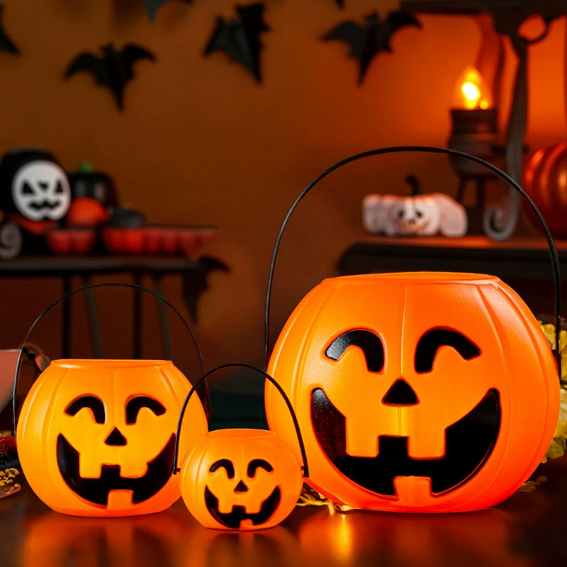 Halloween Pumpkin Buckets for Trick-or-Treating Set