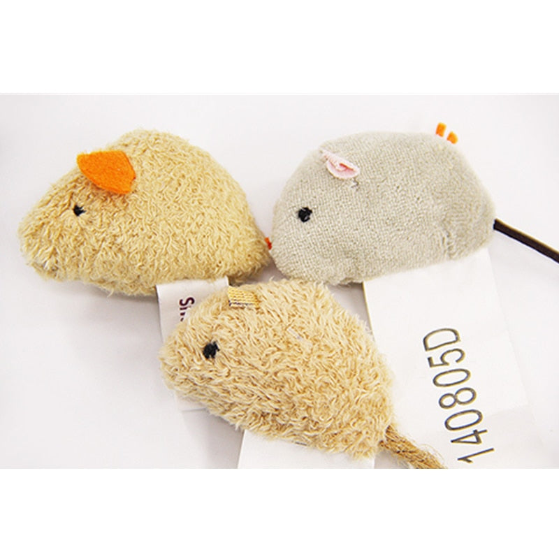 Plush Cat Mouse Toys, 3-Piece Interactive Play Set