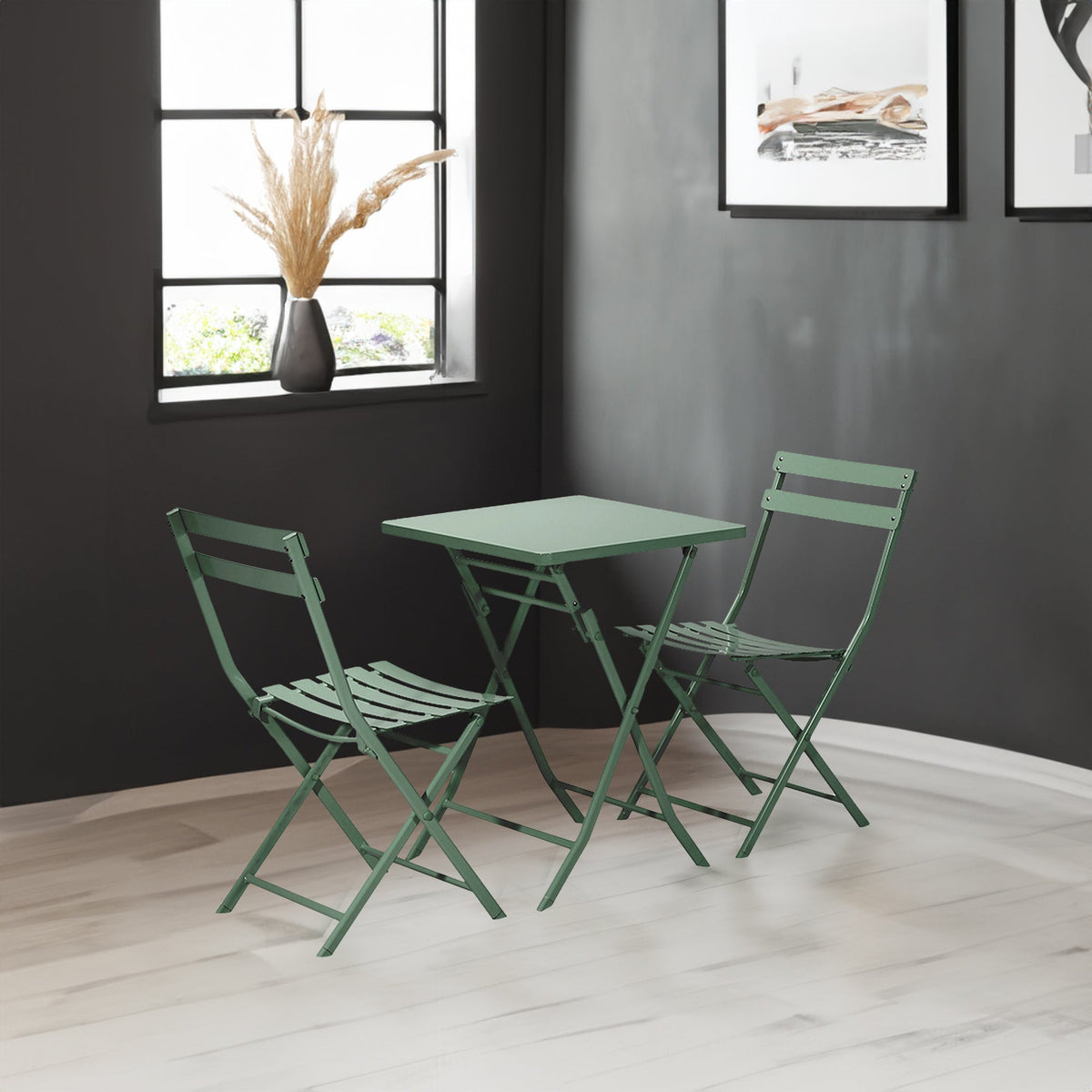 Foldable 3 Piece Patio Bistro Set for Small Balconies