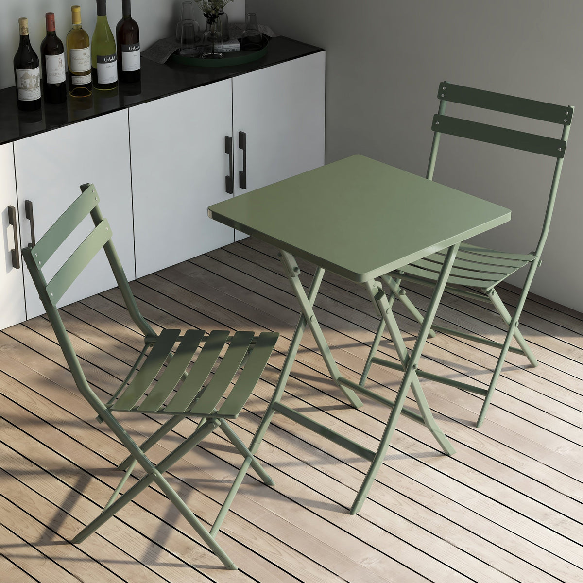 Foldable 3 Piece Patio Bistro Set for Small Balconies