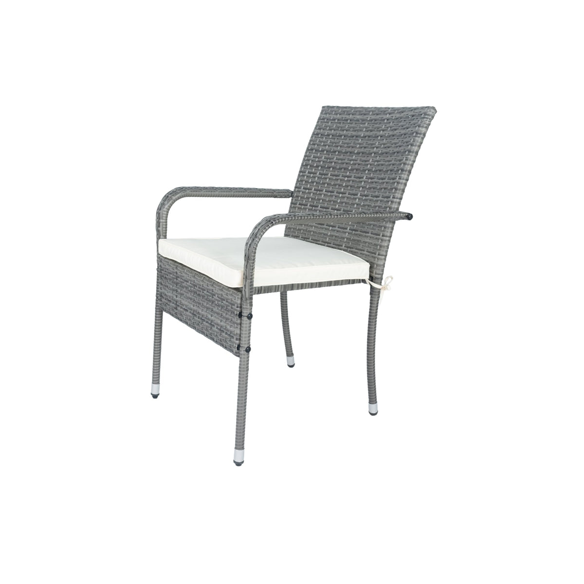 Grey Wicker Patio Conversation Set with Cream Cushions