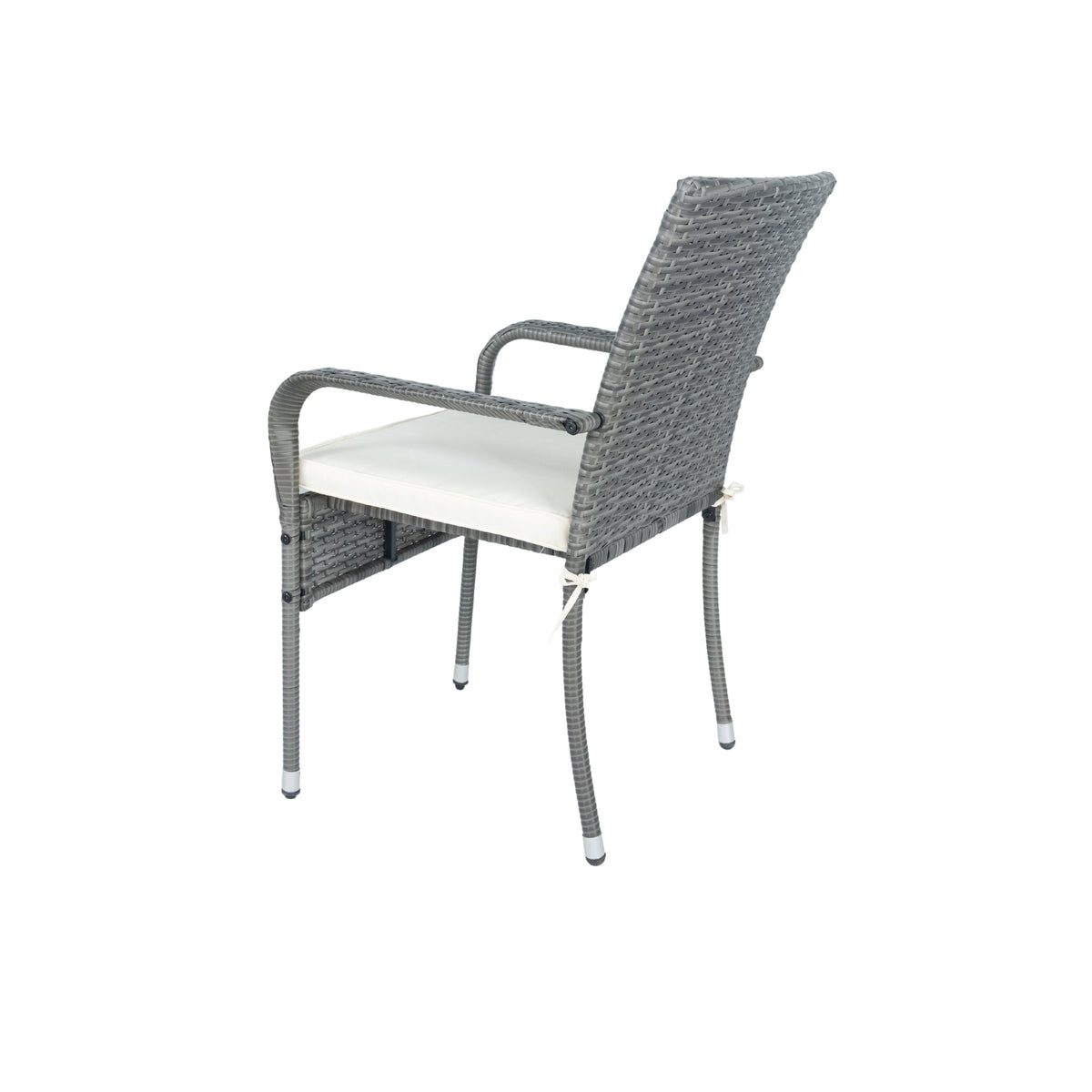 Grey Wicker Patio Conversation Set with Cream Cushions