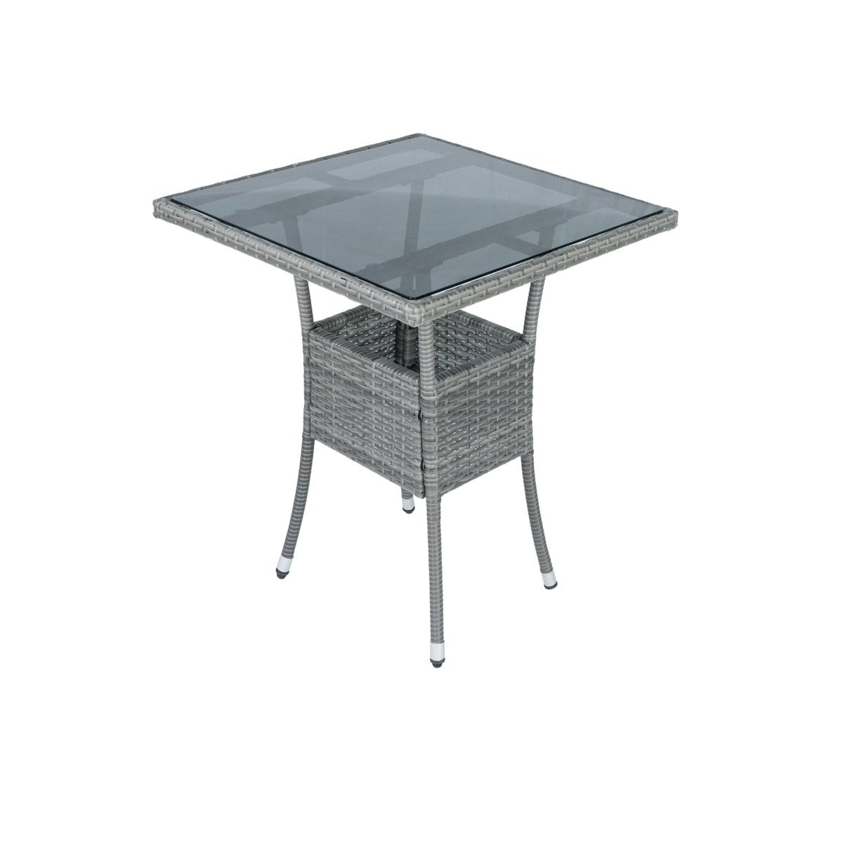 Grey Wicker Patio Conversation Set with Cream Cushions