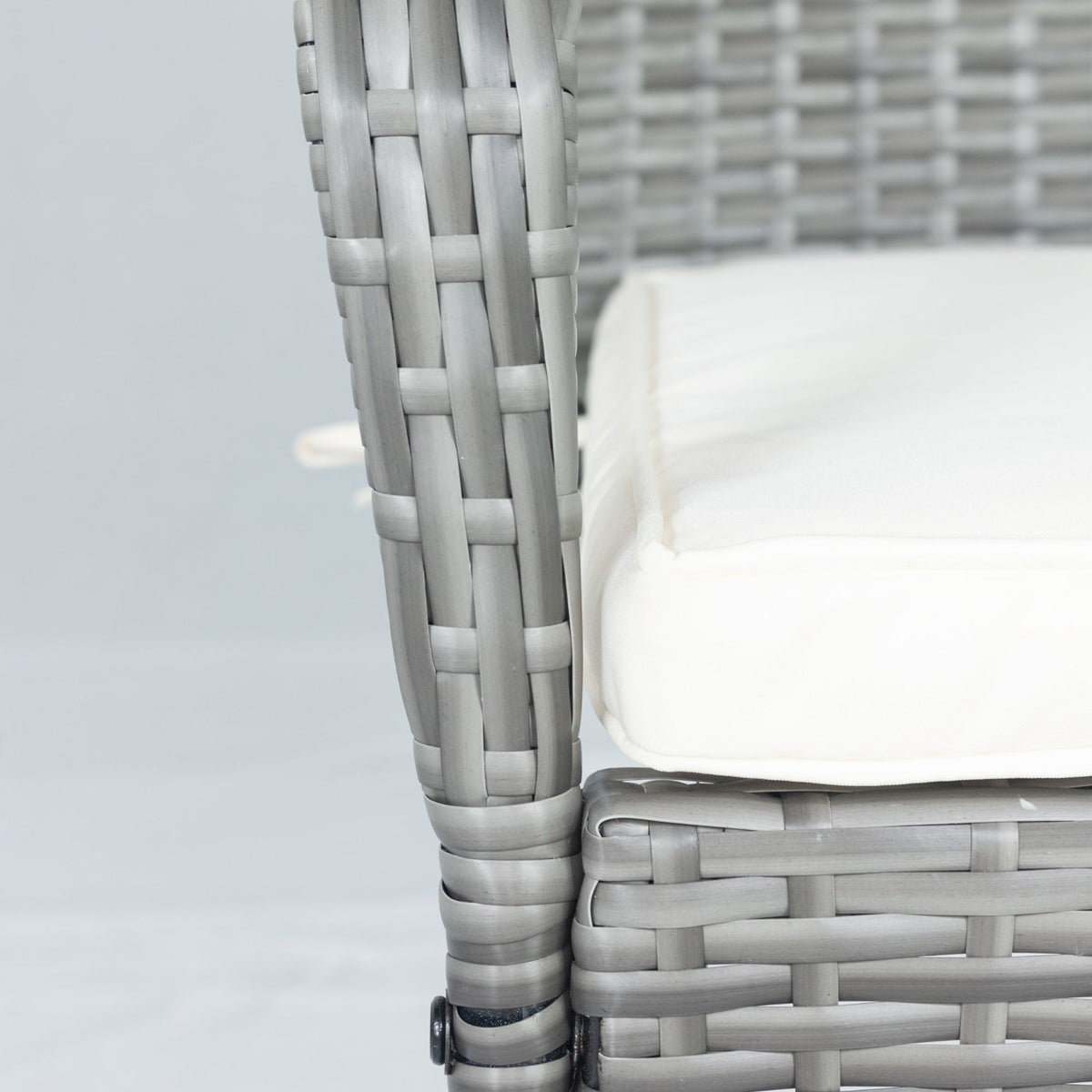 Grey Wicker Patio Conversation Set with Cream Cushions