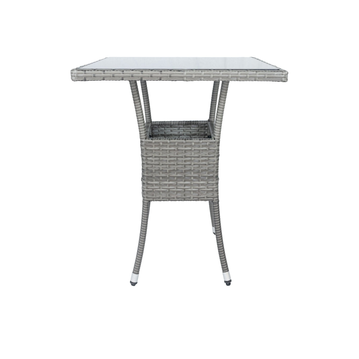 Grey Wicker Patio Conversation Set with Cream Cushions