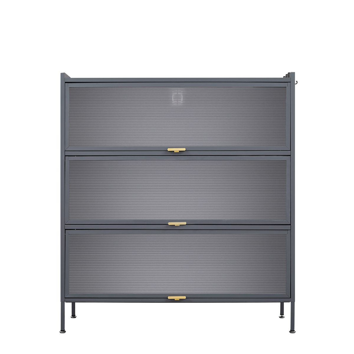 3-Tier Pantry Storage Cabinet with Fluted Glass Doors