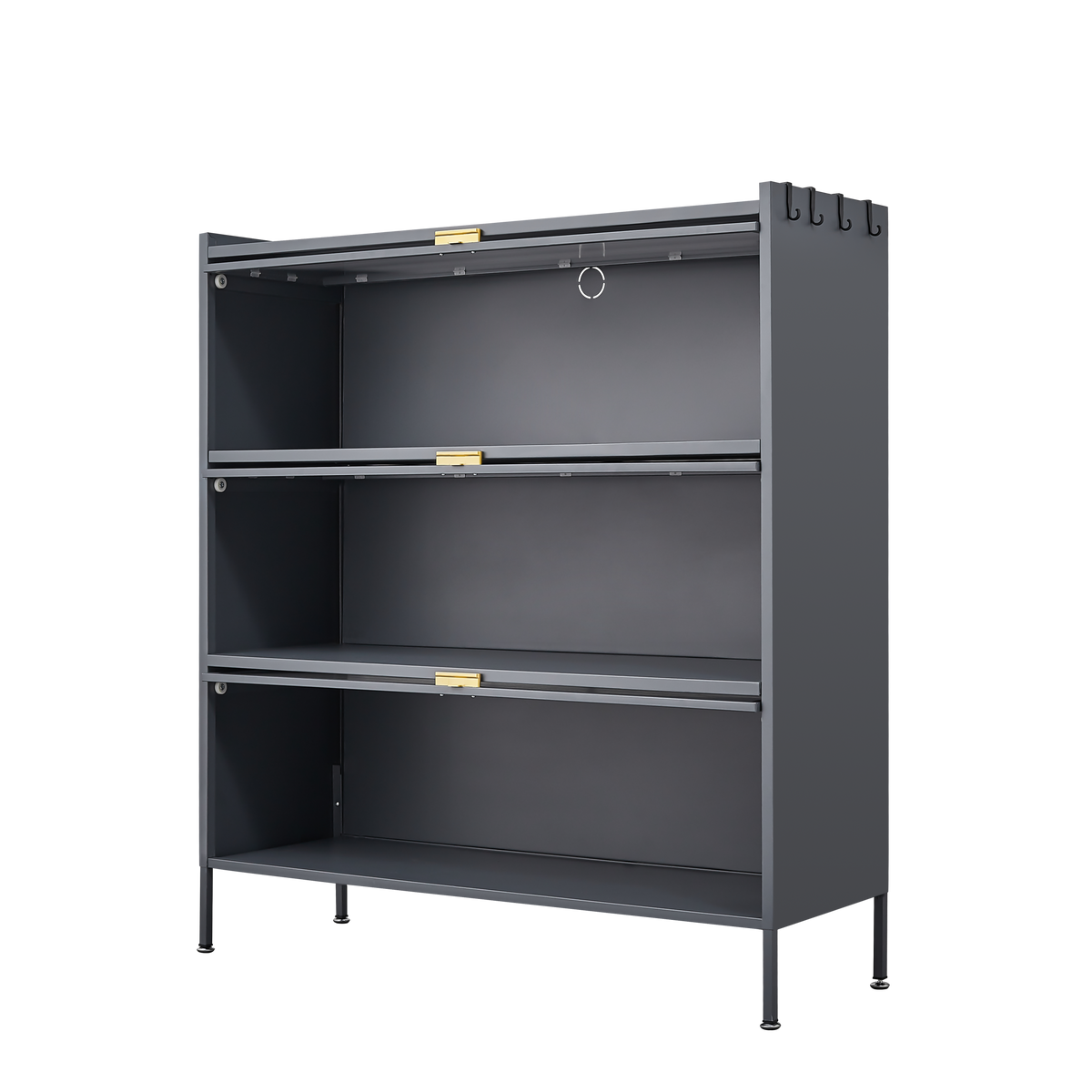 3-Tier Pantry Storage Cabinet with Fluted Glass Doors