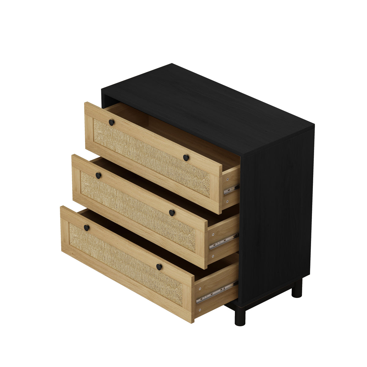 Rattan-Look 3-Drawer Storage Cabinet for Boho Rooms