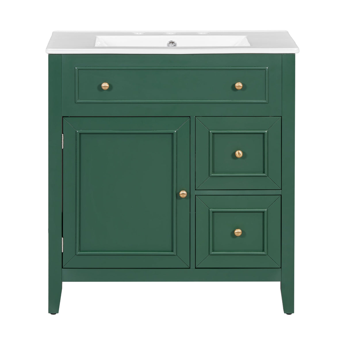 30 Inch Green Bathroom Vanity with Sink Top and Storage