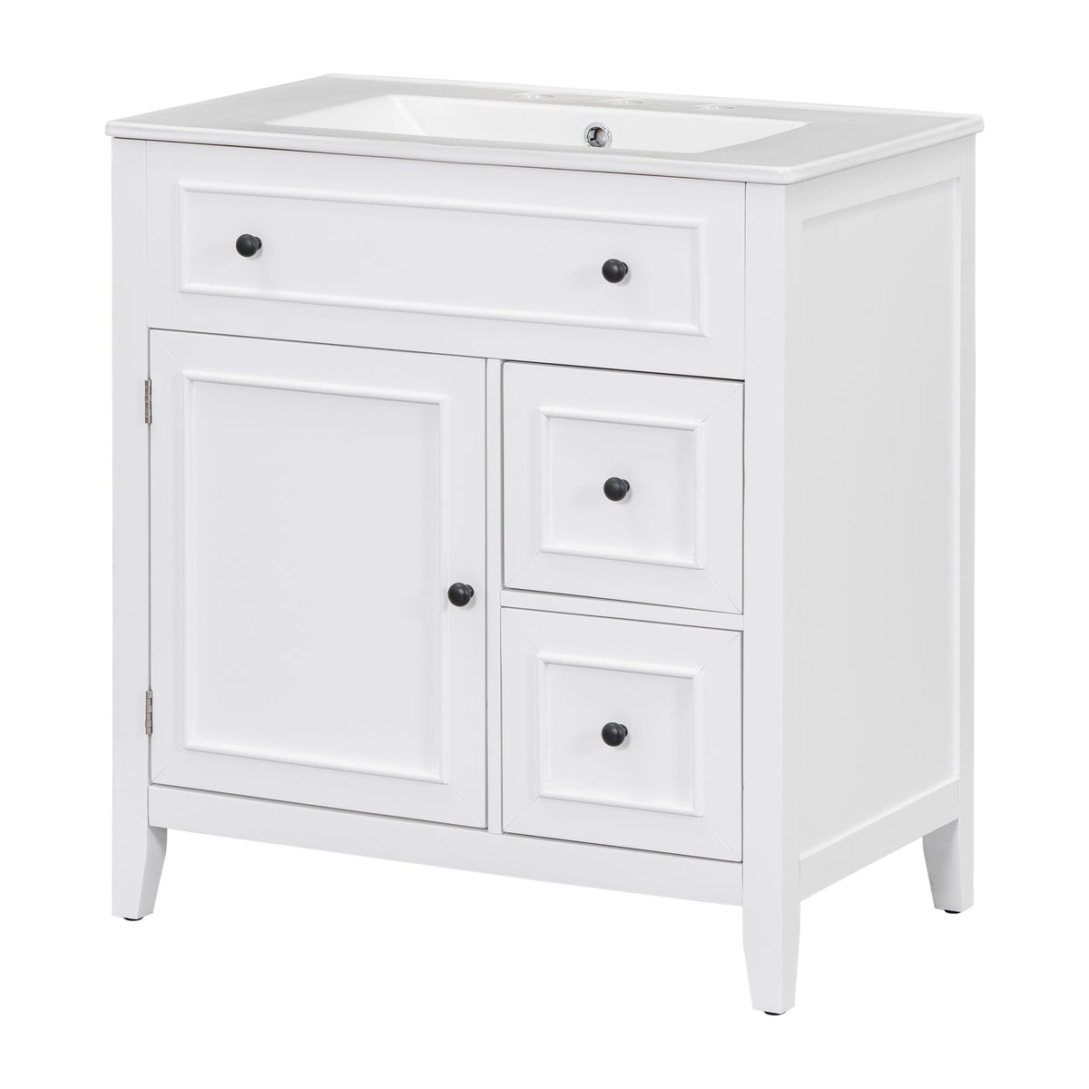 30 Inch White Bathroom Vanity with Sink Top and Storage