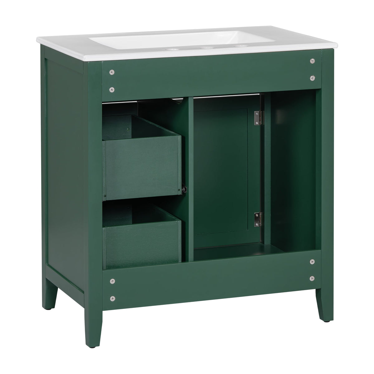 30 Inch Green Bathroom Vanity with Sink Top and Storage