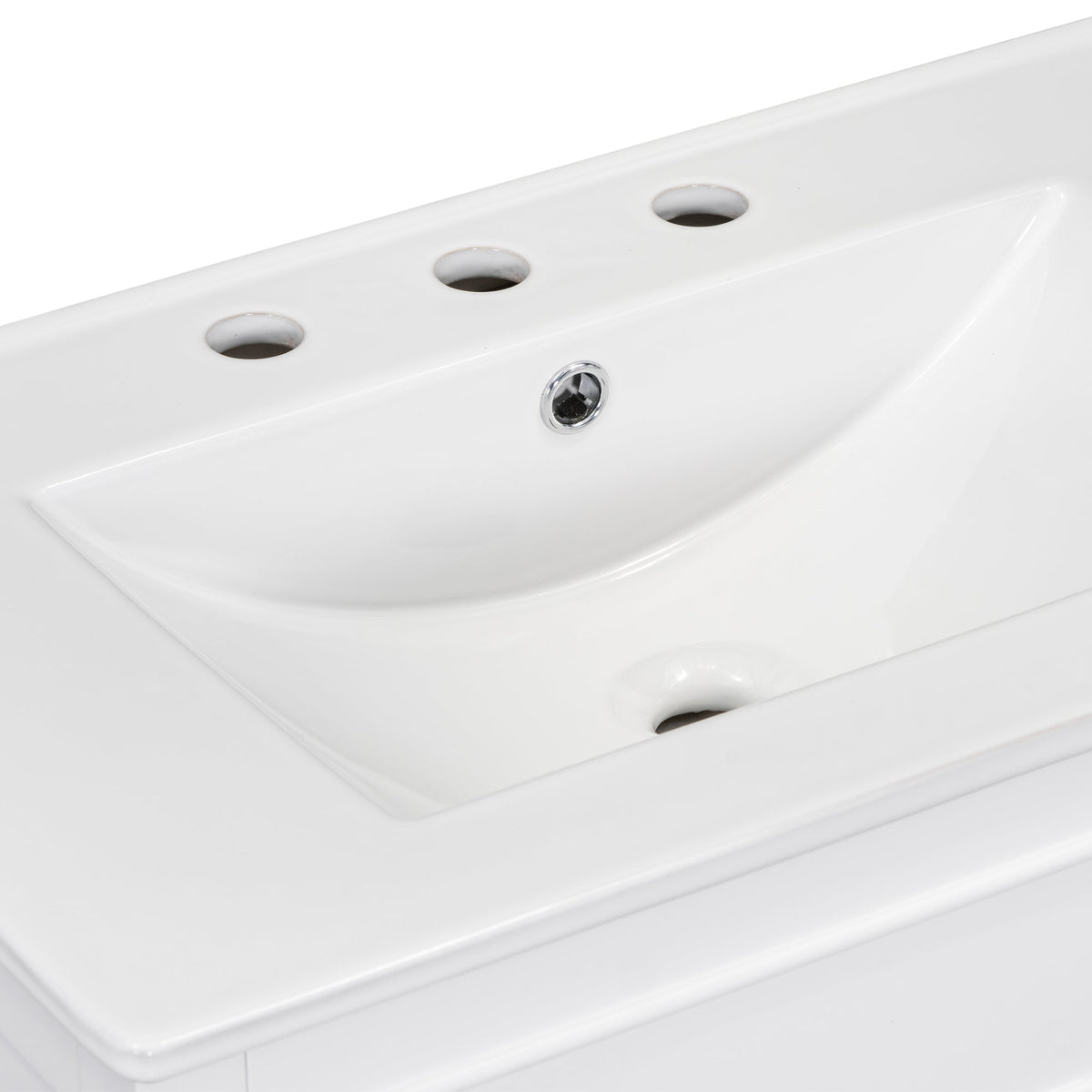 30 Inch White Bathroom Vanity with Sink Top and Storage