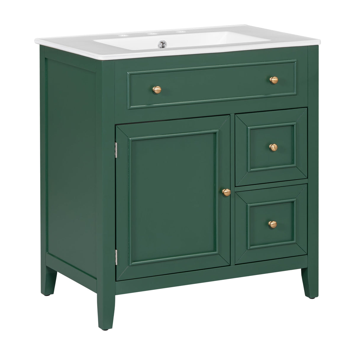 30 Inch Green Bathroom Vanity with Sink Top and Storage