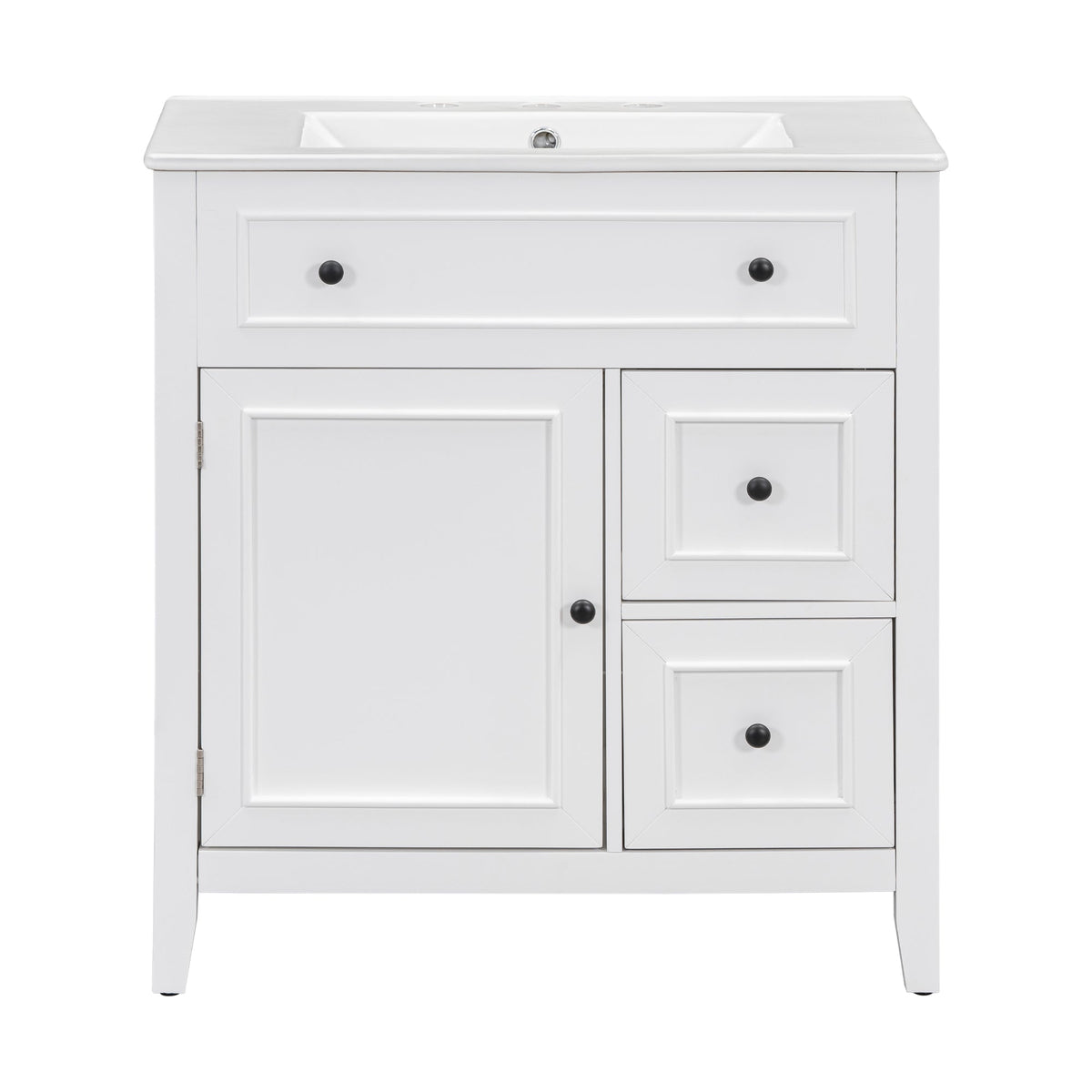 30 Inch White Bathroom Vanity with Sink Top and Storage