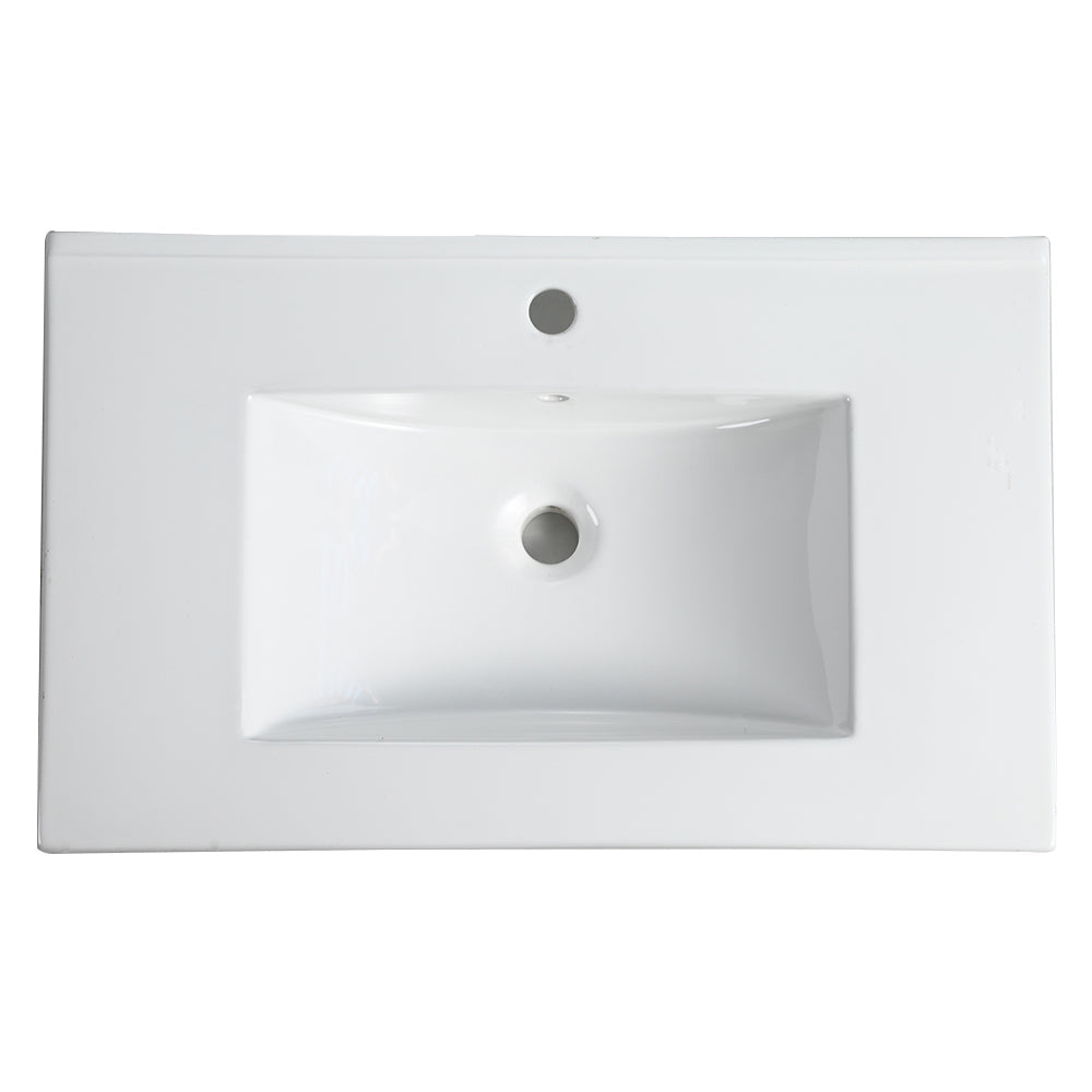 30 Inch Bathroom Ceramic Sink Basin with Easy-Clean Glaze