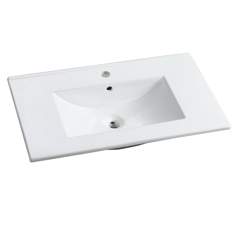 30 Inch Bathroom Ceramic Sink Basin with Easy-Clean Glaze