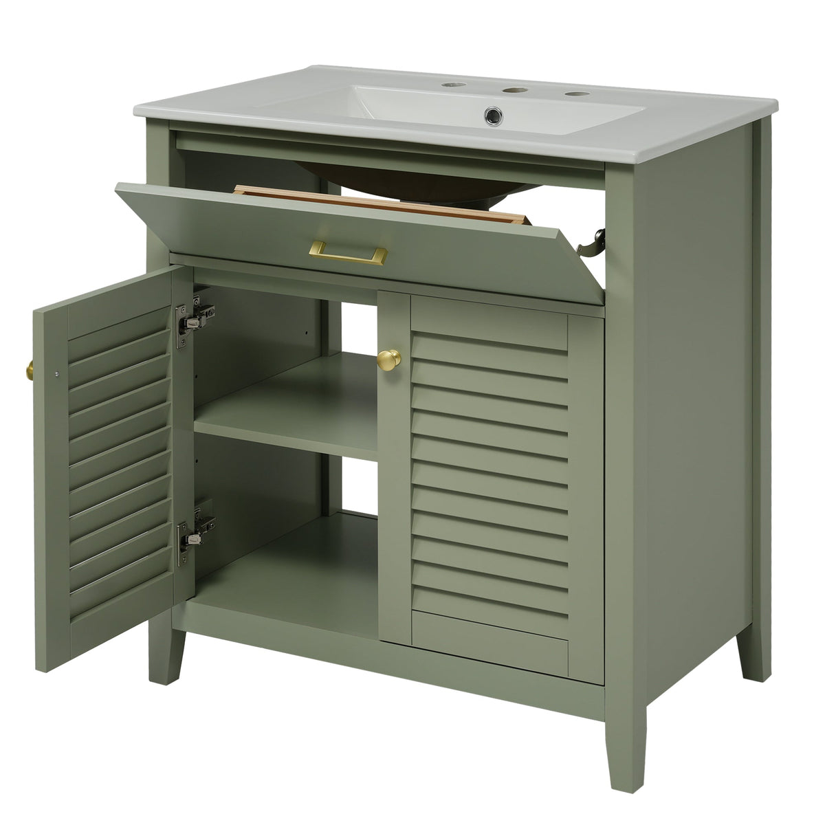 30-Inch Bathroom Vanity with Sink and Hidden Storage