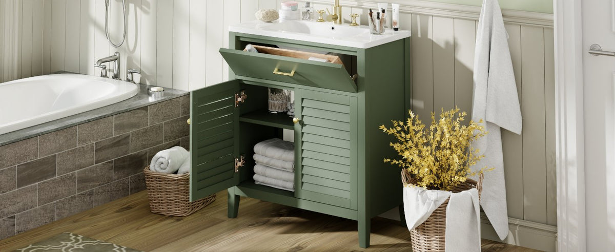 30-Inch Bathroom Vanity with Sink and Hidden Storage