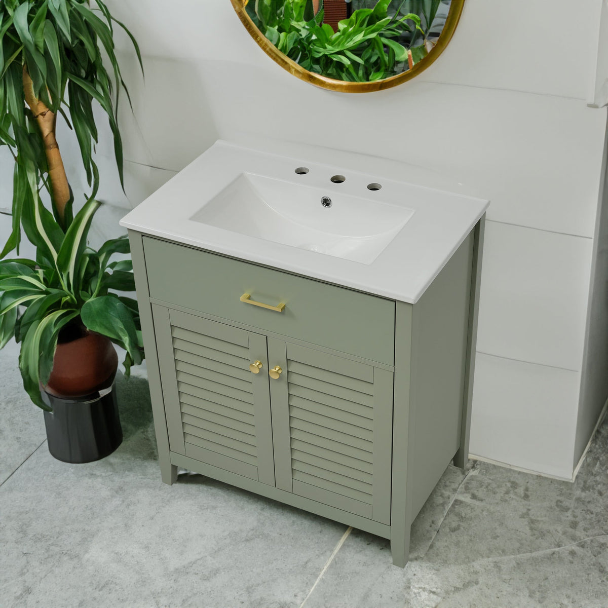 30-Inch Bathroom Vanity with Sink and Hidden Storage