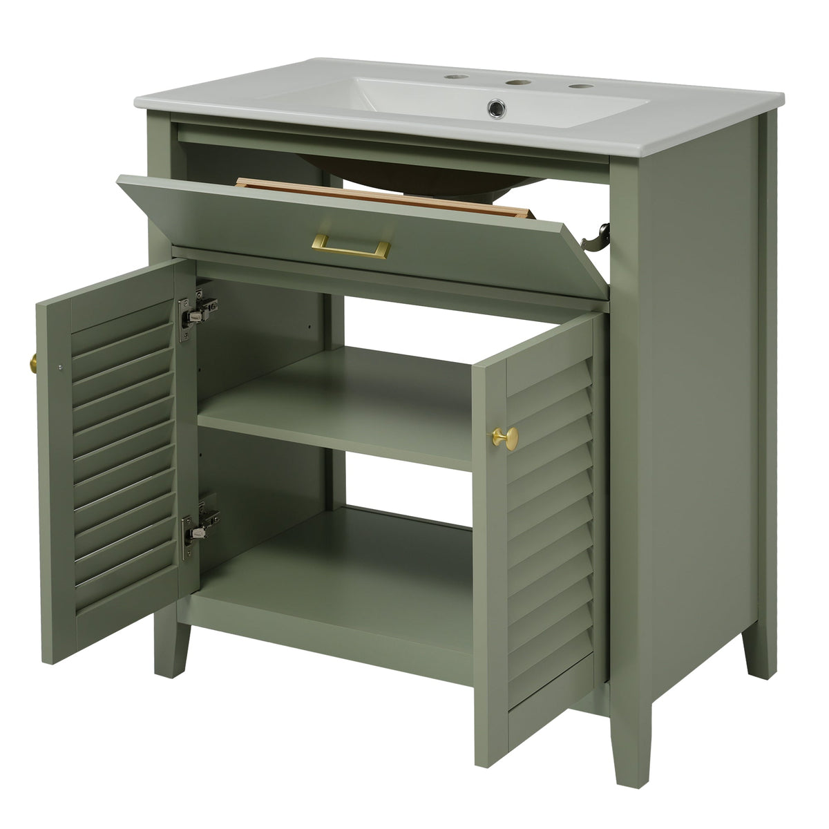 30-Inch Bathroom Vanity with Sink and Hidden Storage