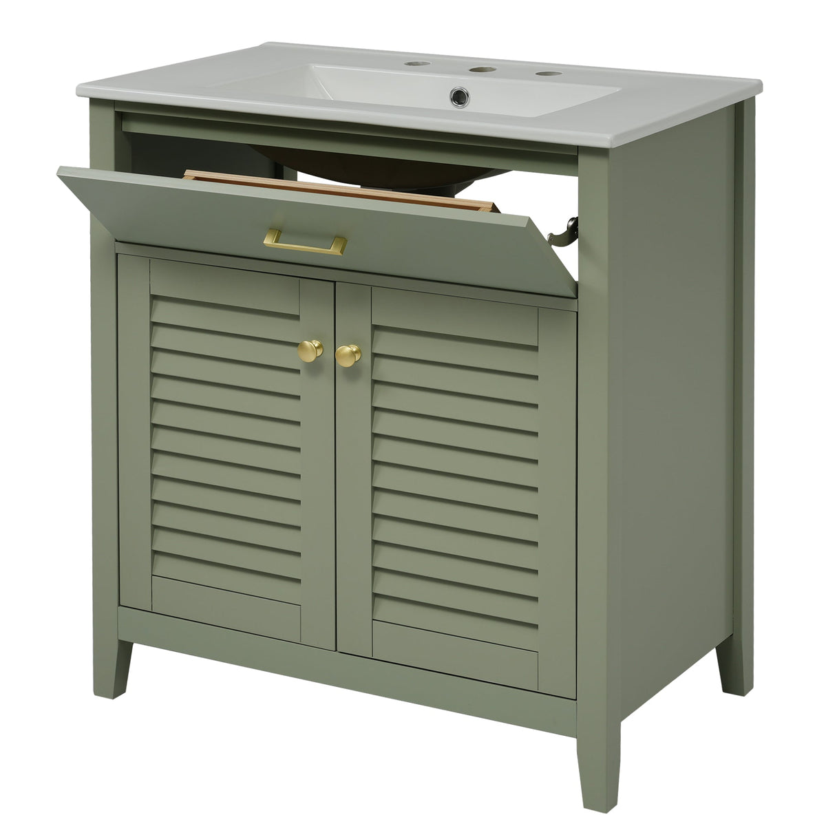 30-Inch Bathroom Vanity with Sink and Hidden Storage